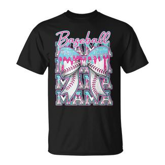 Baseball Drip For Mama Mom Coquette Bow Ice Cream Dripping T-Shirt - Monsterry