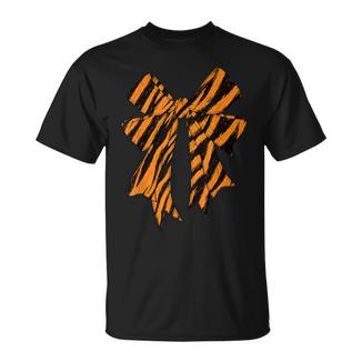 Coquette Bow Tiger Print For Girls Tiger Pattern Mom T-Shirt - Monsterry