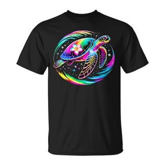 Hawaï Coloré Tie-Dye Tortue De Mer Beachwear Hawaiiibes T-Shirt - Cadeauxyz