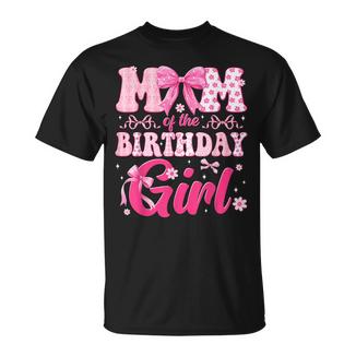 Mom Of The Birthday Girl Family Pink Bow Family Party T-Shirt - Monsterry