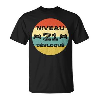Niveau 21 Débloqué Humour 21 Ans Homme Cadeau Anniversaire Manche Longue T-Shirt - Cadeauxyz