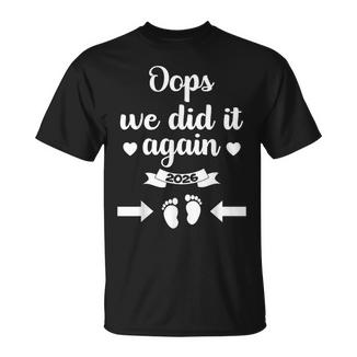 Oops We Did It Again 2026 Mom Dad Baby Announcement T-Shirt - Monsterry