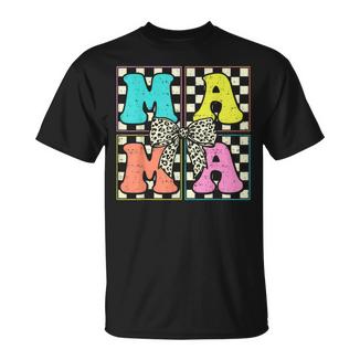Retro Checkered Mama Coquette Bow Mother’S Day Mom T-Shirt - Monsterry