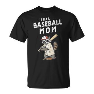 Retro Raccoon Feral Baseball Mom Trash Panda Sport Lover T-Shirt - Monsterry