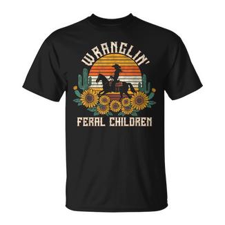Wranglin Feral Children Retro Cowgirl 90S Western Mom T-Shirt - Monsterry