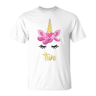De Unicornio Para Niña De 2 Años Regalo De Fiesta De 2 Años Camiseta unisex - Regaloses