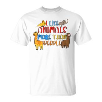 Me Gustan Los Animales Más Que Las Personas Que Amo A Los Amantes Del Bienestar Animal Camiseta unisex - Regaloses