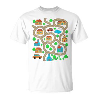 Play Cars On Dad's Back Mat Road Car Race Track Festa Del Papà Maglietta - Novitaregali