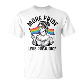 More Pride Less Prejudice Drapeau Arc-En-Ciel Lgbtq Lesbienne Gay T-Shirt - Cadeauxyz