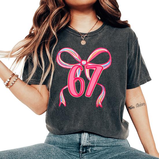 Six Seven Coquette Girl Bow Cool Meme 67 Number Slang Women's