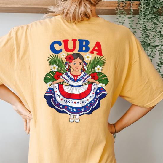 Cuba Cuban Girl Traditional Dress Tropical Flowers Women's