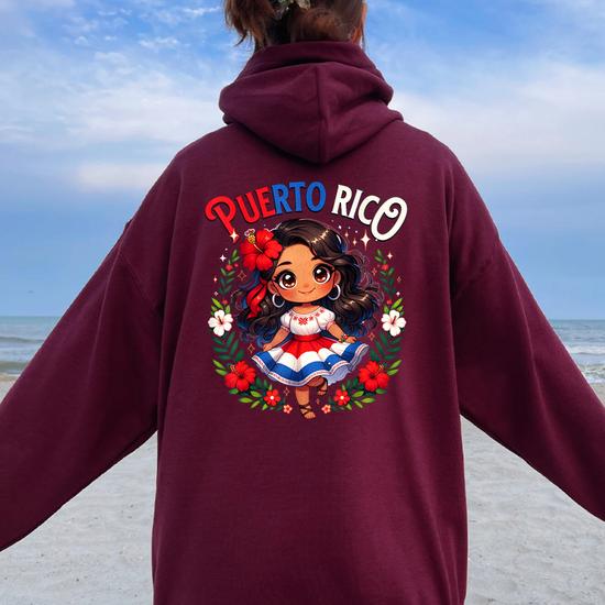 Puerto Rican Girl Culture Pride Cute Girl Traditional Dress Women Oversized Hoodie Back Print - Thegiftio Puerto Rican Girl Culture Pride Cute Girl Traditional Dress Women Oversized Hoodie Back Print - Thegiftio